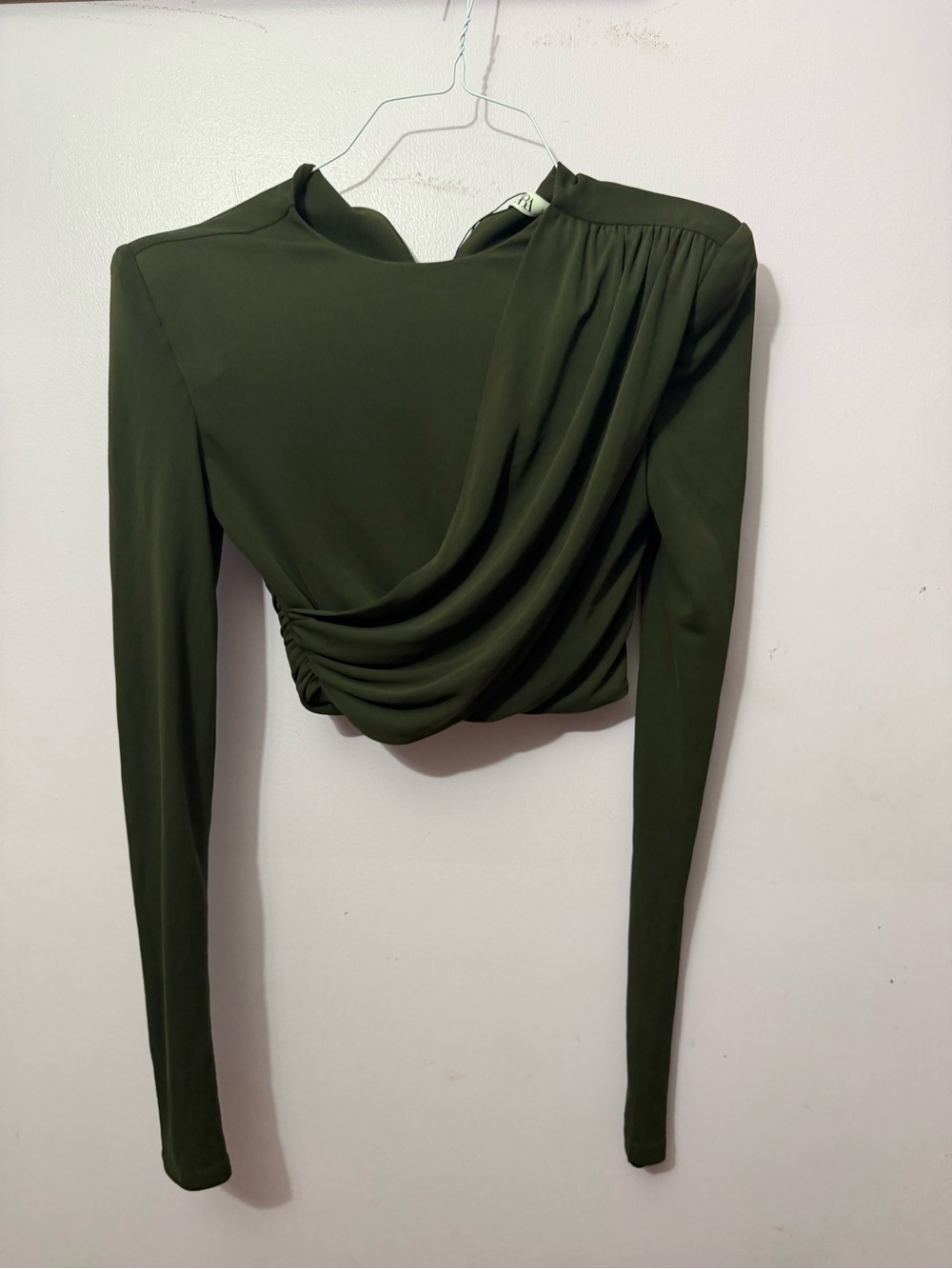 NWOT Zara Olive Draped Crop Top